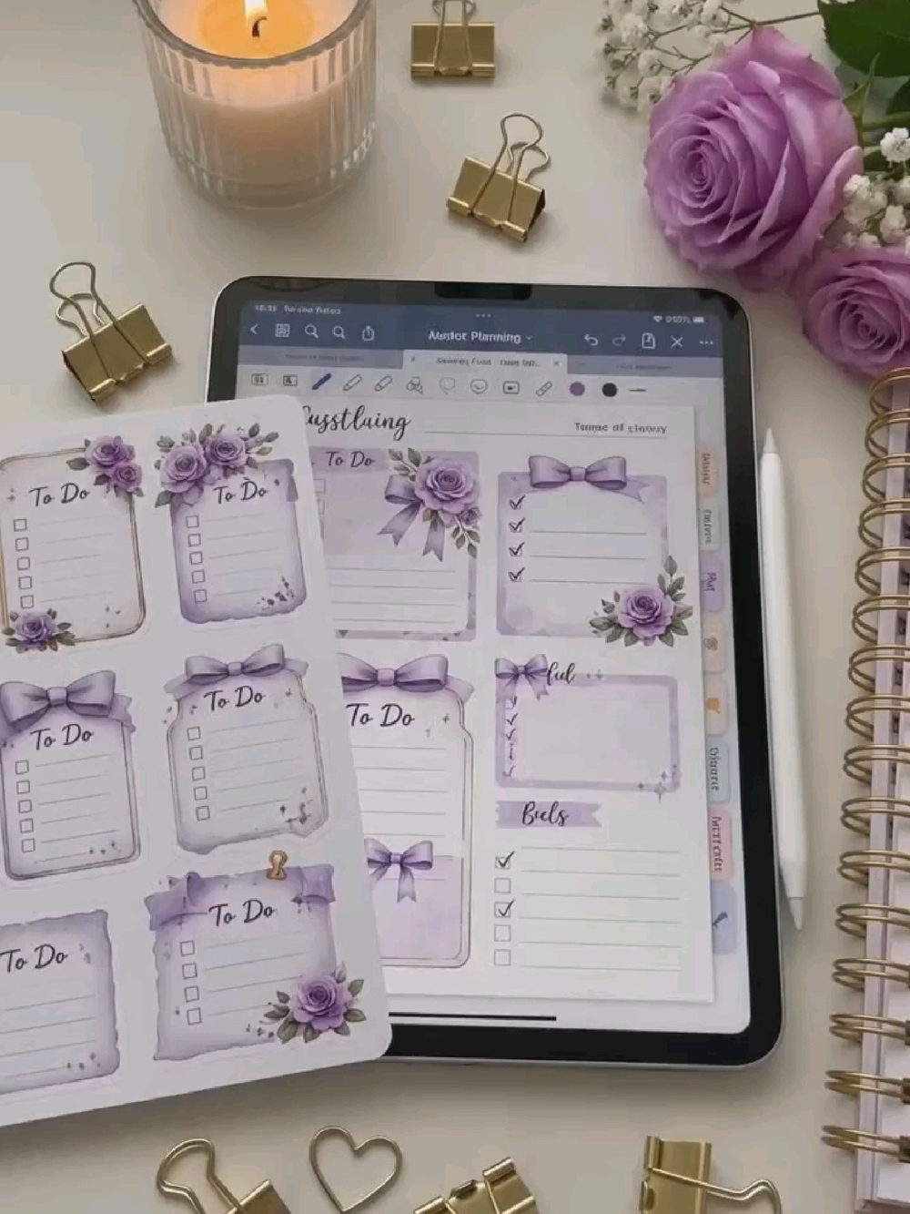 Lavender Floral To-Do Sticker Sheet